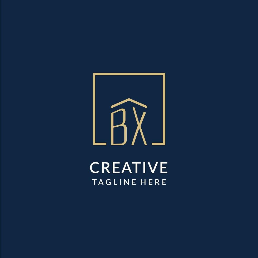 Initial BX square lines logo, modern and luxury real estate logo design vector