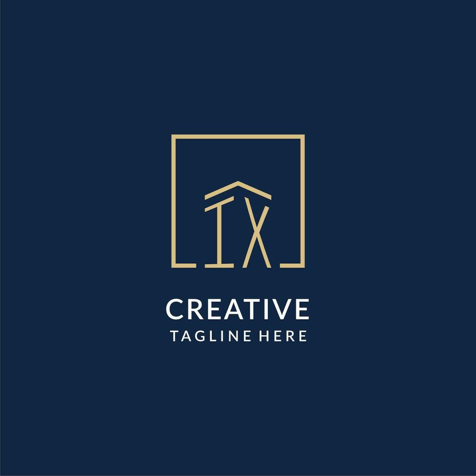 Initial IX square lines logo, modern and luxury real estate logo design vector