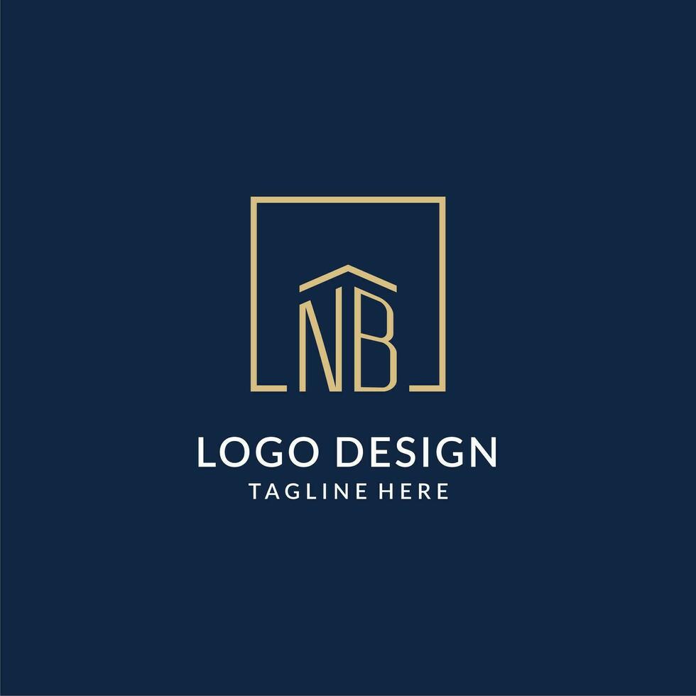 inicial nótese bien cuadrado líneas logo, moderno y lujo real inmuebles logo diseño vector