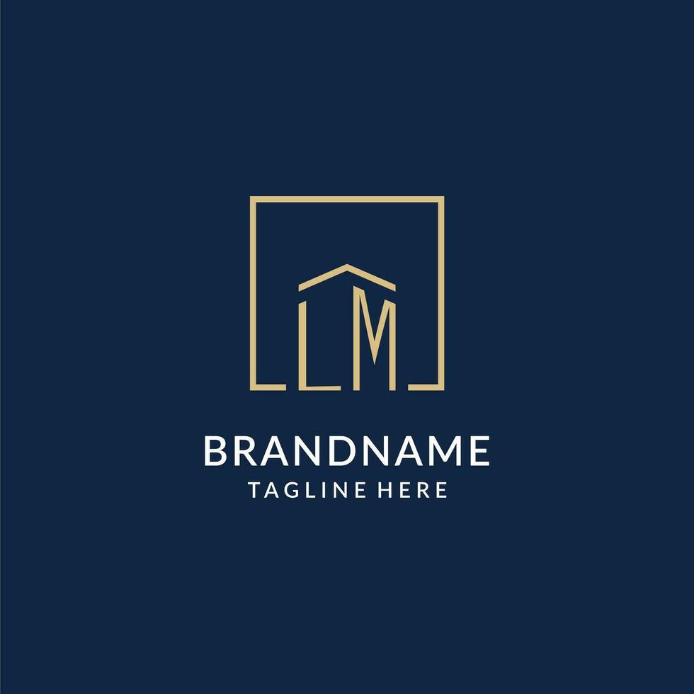 Initial LM square lines logo, modern and luxury real estate logo design vector