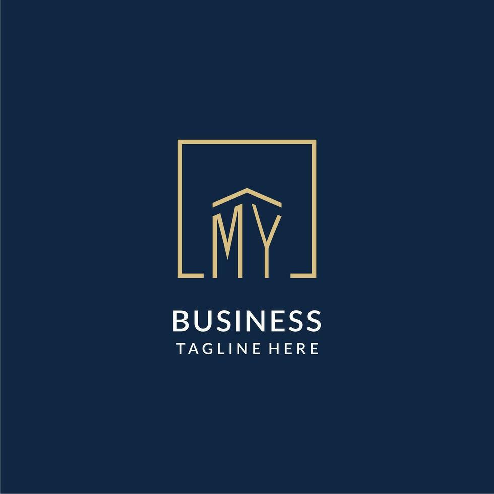 Initial MY square lines logo, modern and luxury real estate logo design vector