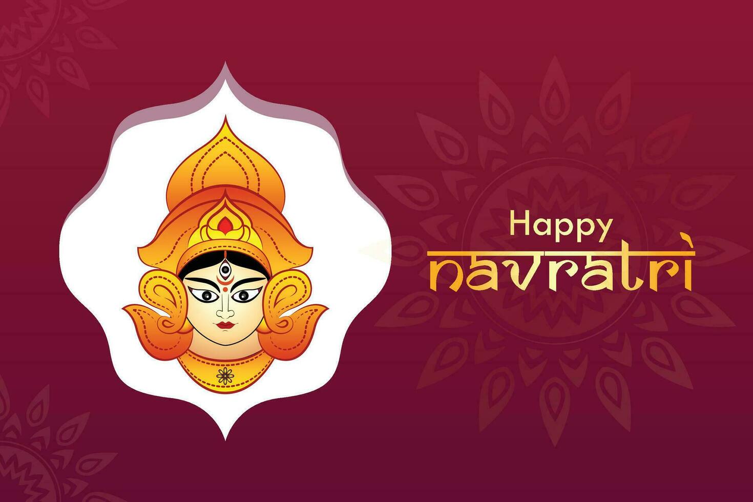 Happy Navratri creative banner design with goddess Durga face vector illustration