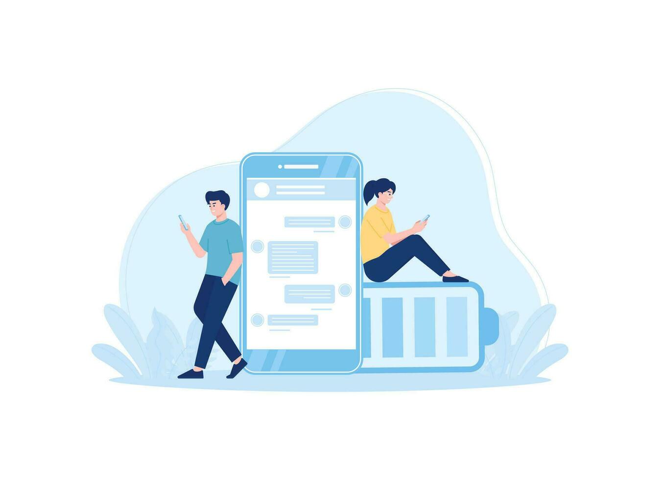 Smartphone battery performance concept flat illustration vector