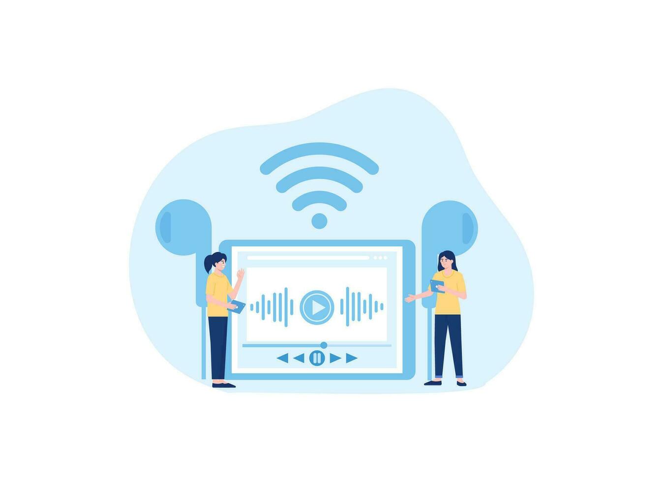 Media player concept flat illustration vector