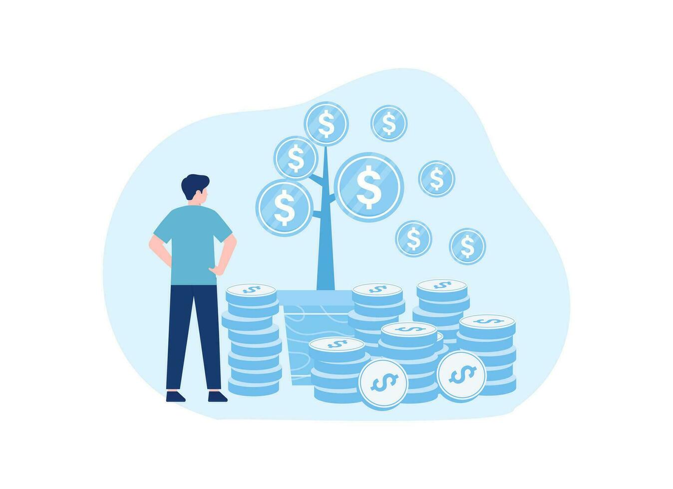 A man investing and getting profit concept flat illustration vector