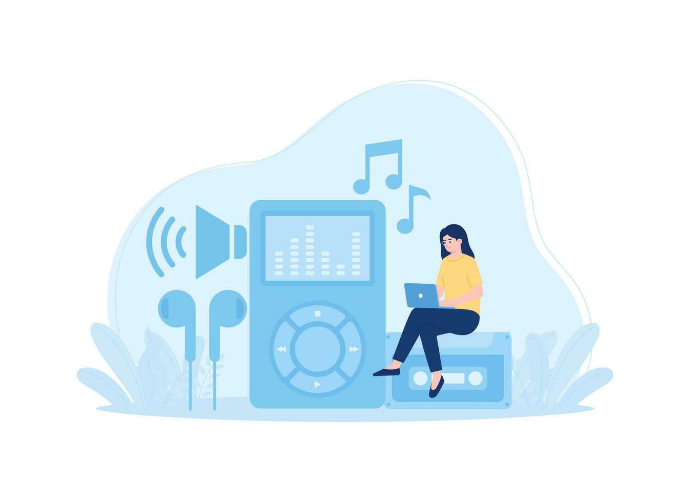 Media player concept flat illustration vector