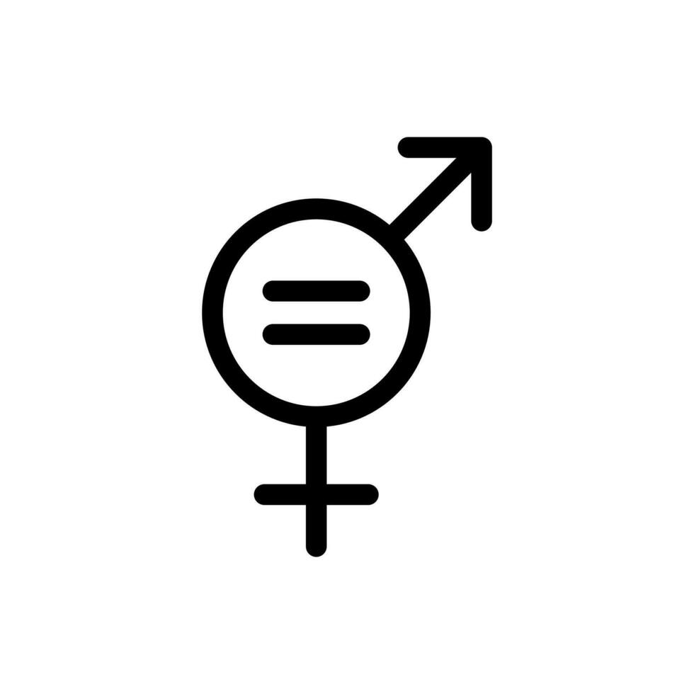 Gender equality symbol icon in line style design isolated on white background. Editable stroke. vector