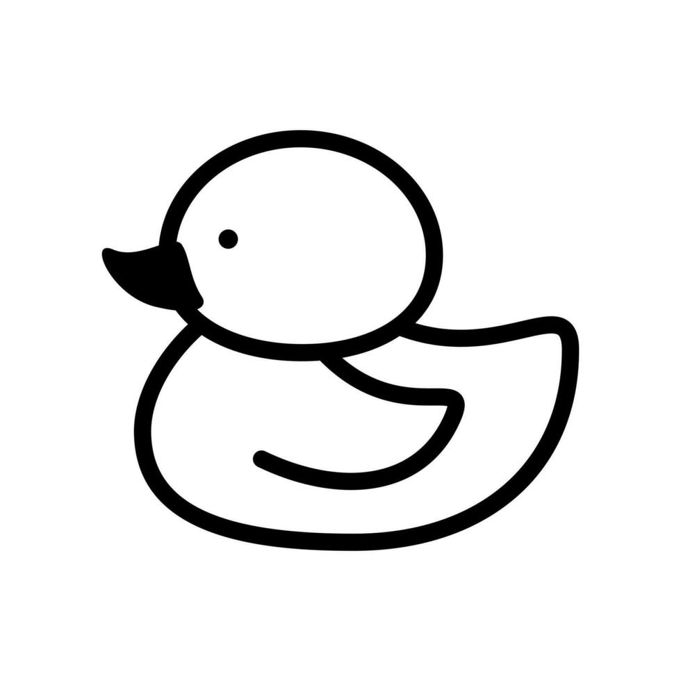 Pato juguete describir. divertido caucho pájaro para para niños agua y bañera juegos con divertido vector diseño