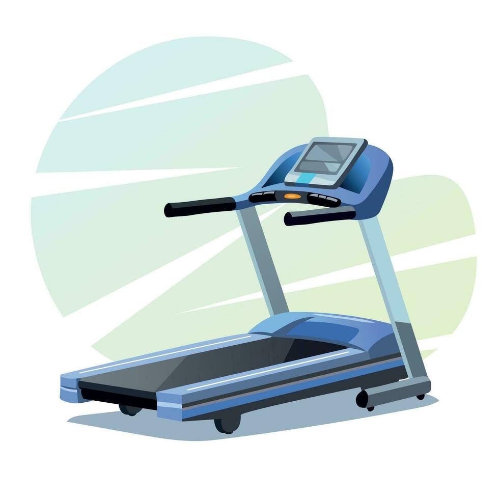 Blue Treadmill for Fitness. Cardio workouts. Sports exercises for health. vector