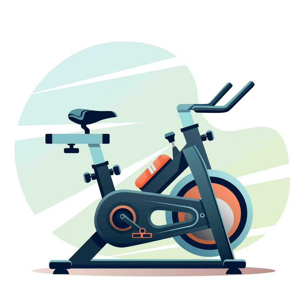 Exercise bike for sports. Equipment for a fitness room. Cardio tool. vector