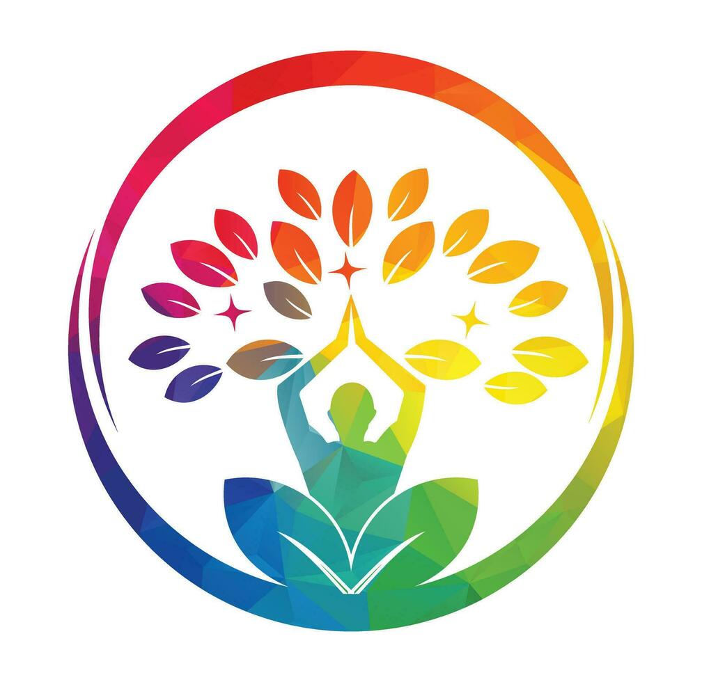Yoga logo design stock. human meditation in lotus flower vector illustration