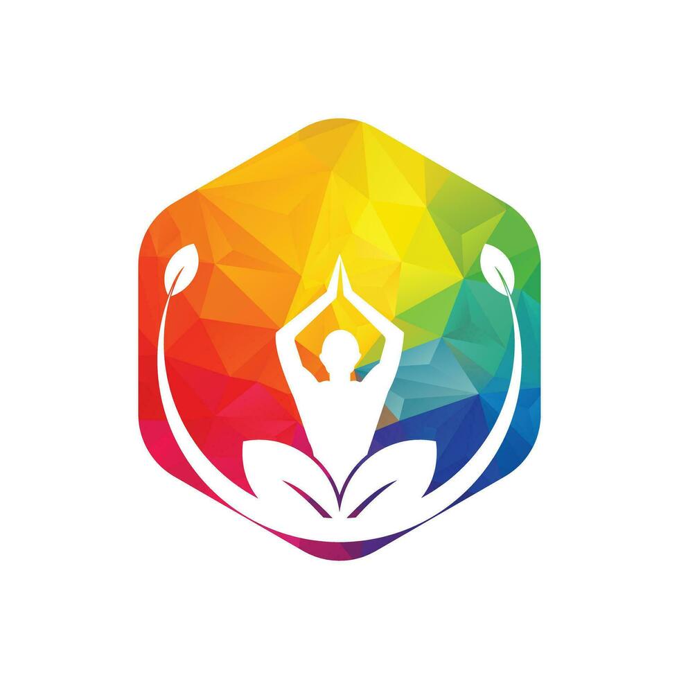 stock de diseño de logotipo de yoga. meditación humana en la ilustración de vector de flor de loto