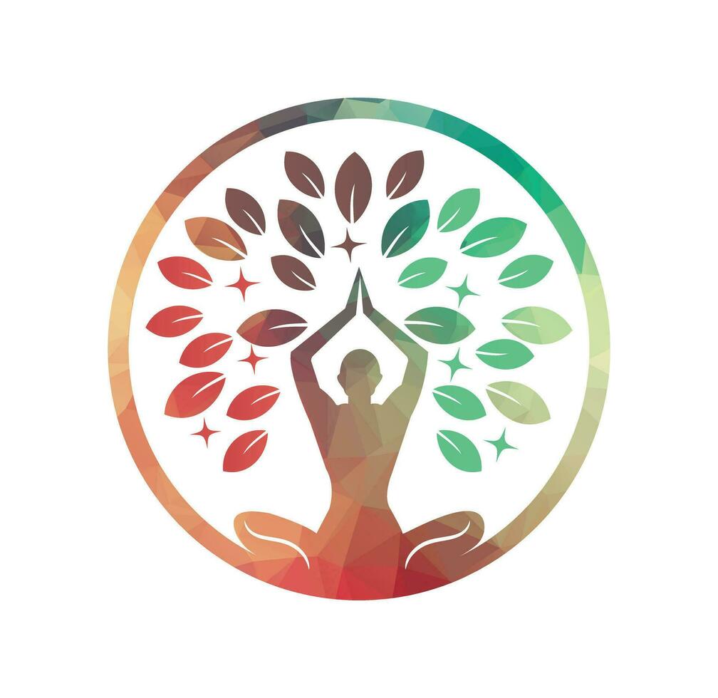 Yoga logo design stock. human meditation in lotus flower vector illustration