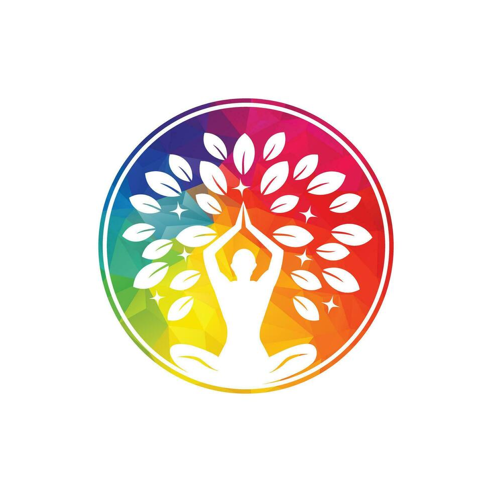 Yoga logo design stock. human meditation in lotus flower vector illustration