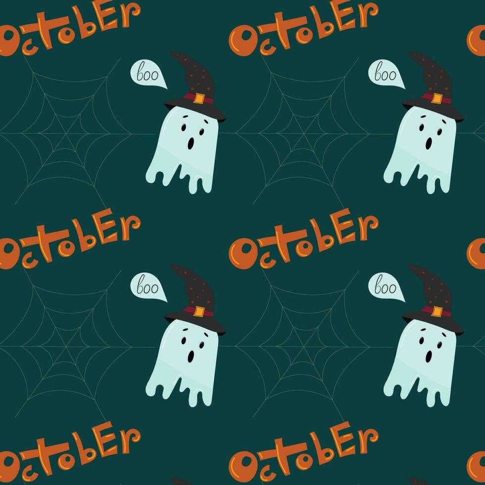 Halloween ghost seamless pattern illustration vector