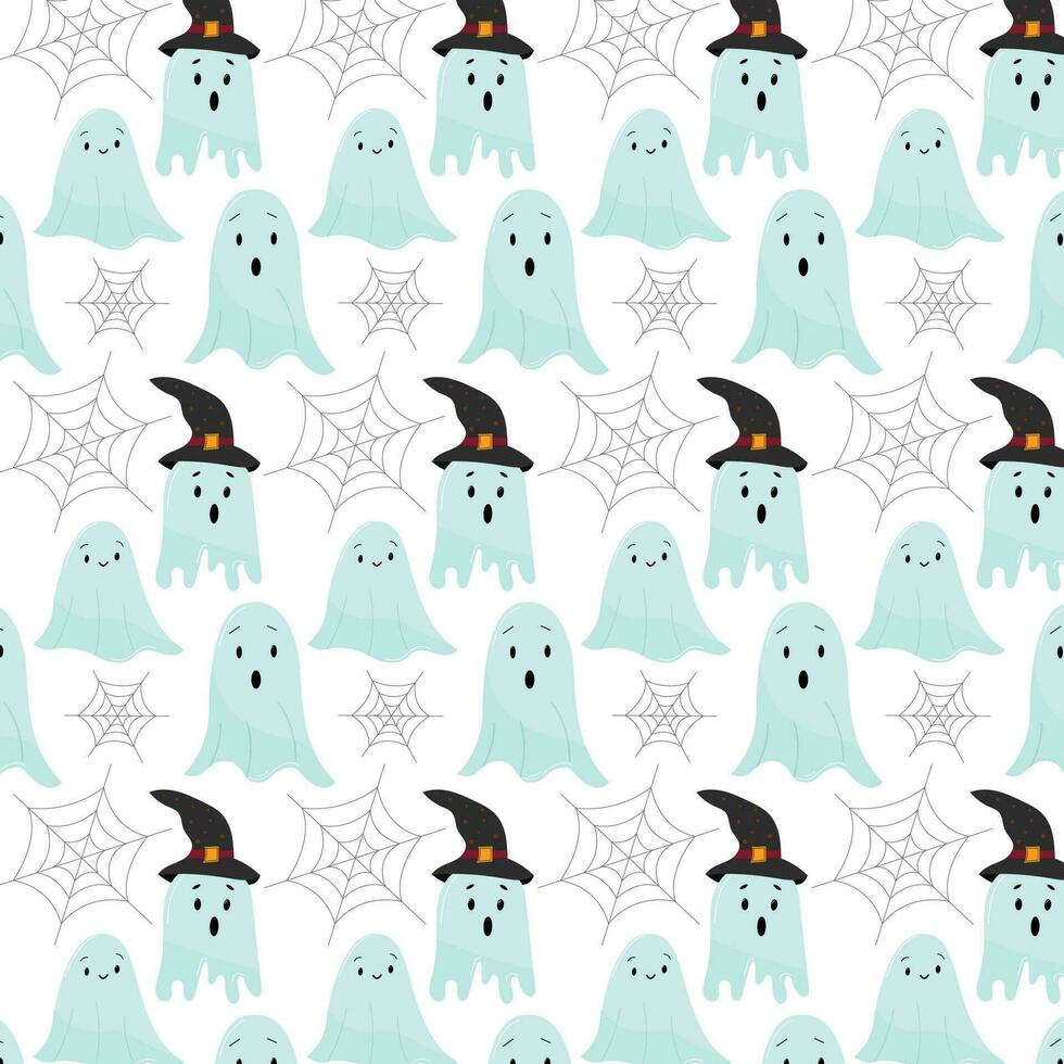 Halloween ghosts seamless pattern vector