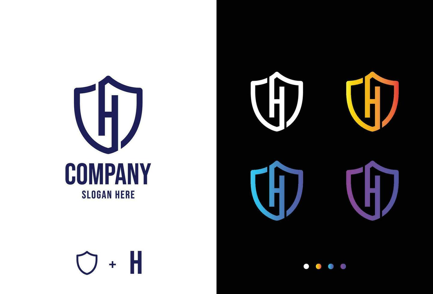 Letter h logo concept, secure h logotype in various forms vector