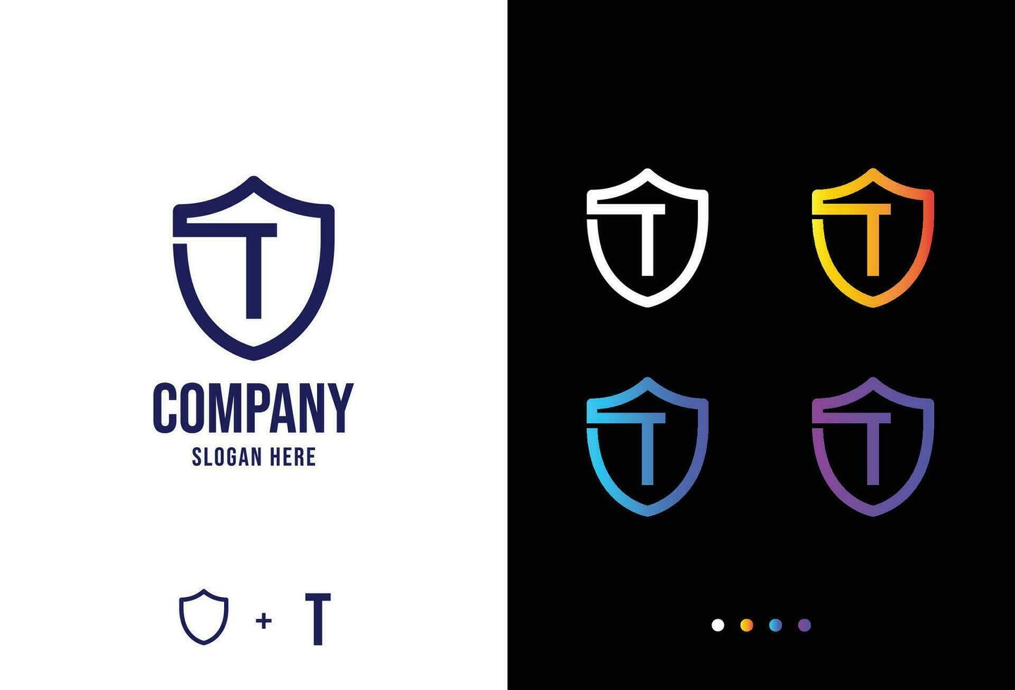 Letter t logo concept, secure t logotype in various forms vector