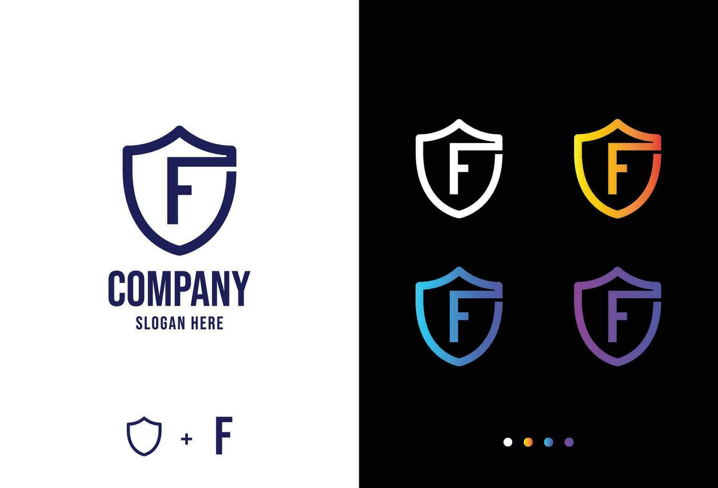 Letter f logo concept, secure f logotype in various forms vector