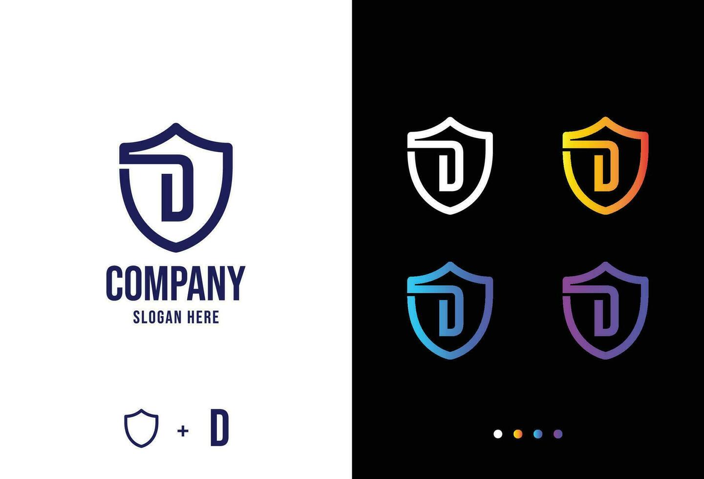 Letter d logo concept, secure d logotype in various forms vector