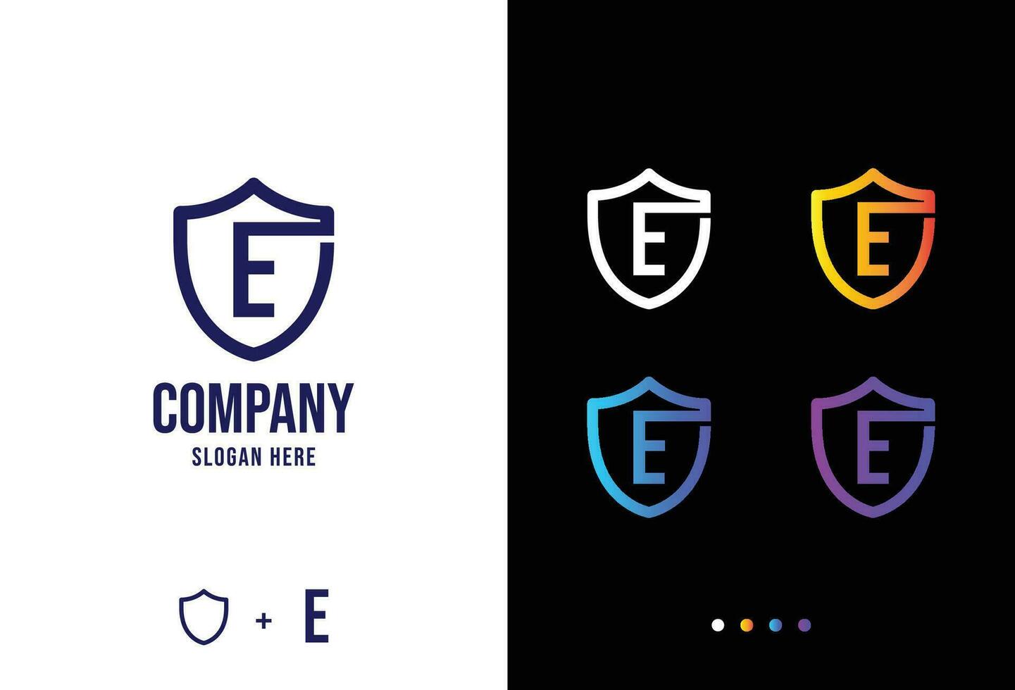 Letter e logo concept, secure e logotype in various forms vector
