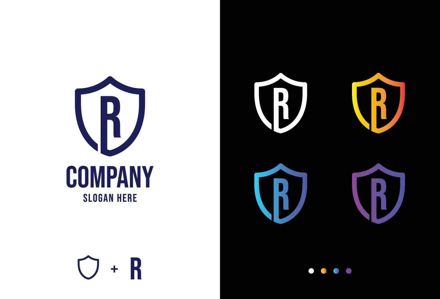 Letter r logo concept, secure r logotype in various forms vector