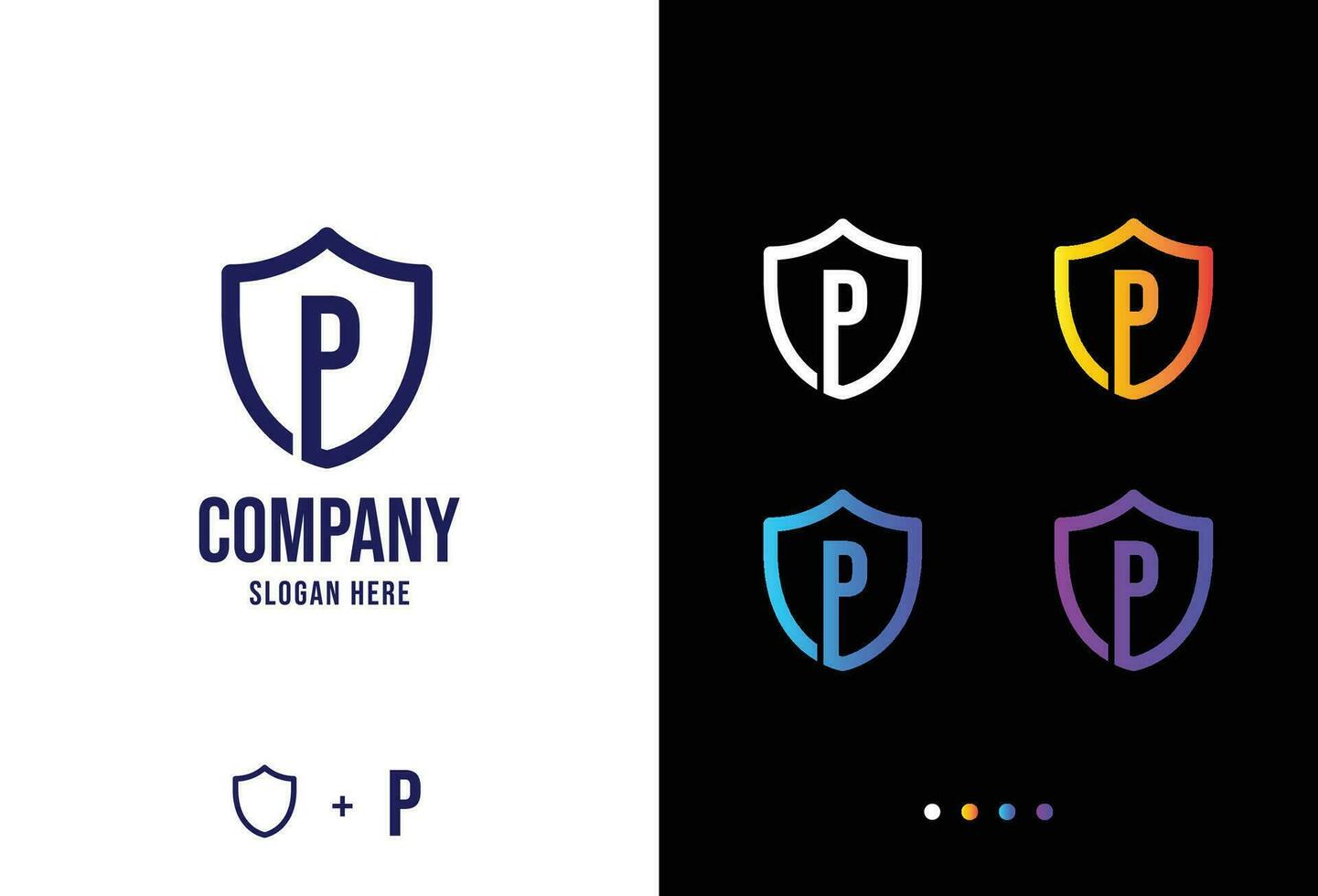 Letter p logo concept, secure p logotype in various forms vector