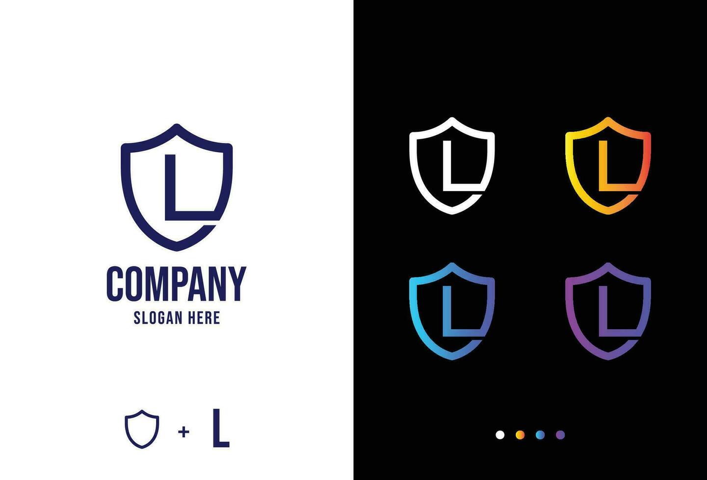 Letter l logo concept, secure l logotype in various forms vector