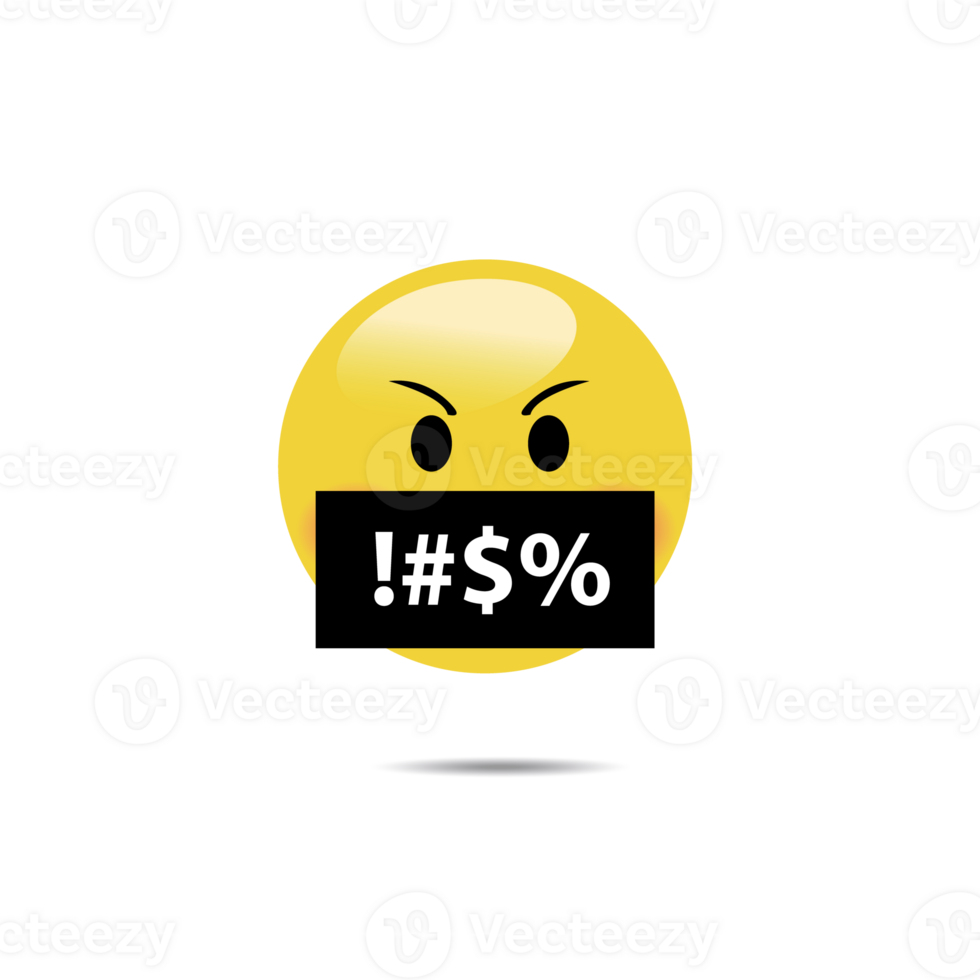 Angry emoji curse emoticon. Swear word reaction bad emoji face icon png