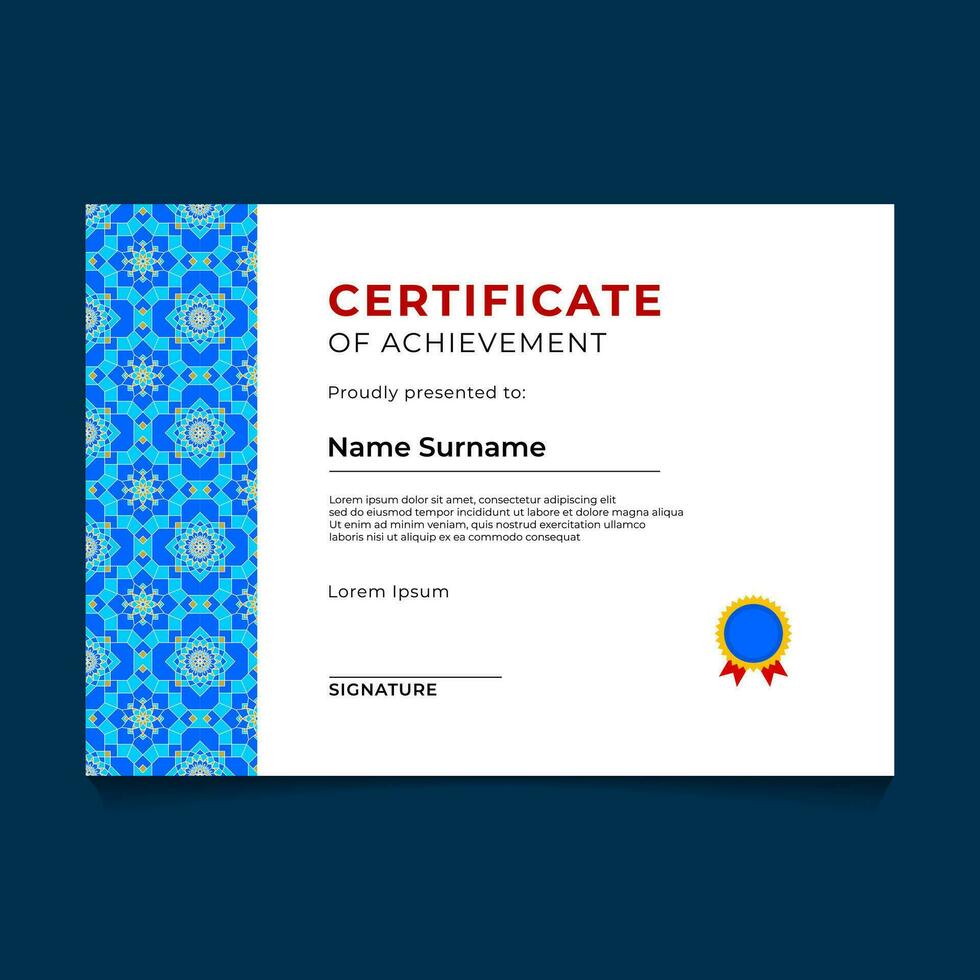 Mandala Pattern Certificate Template Design vector