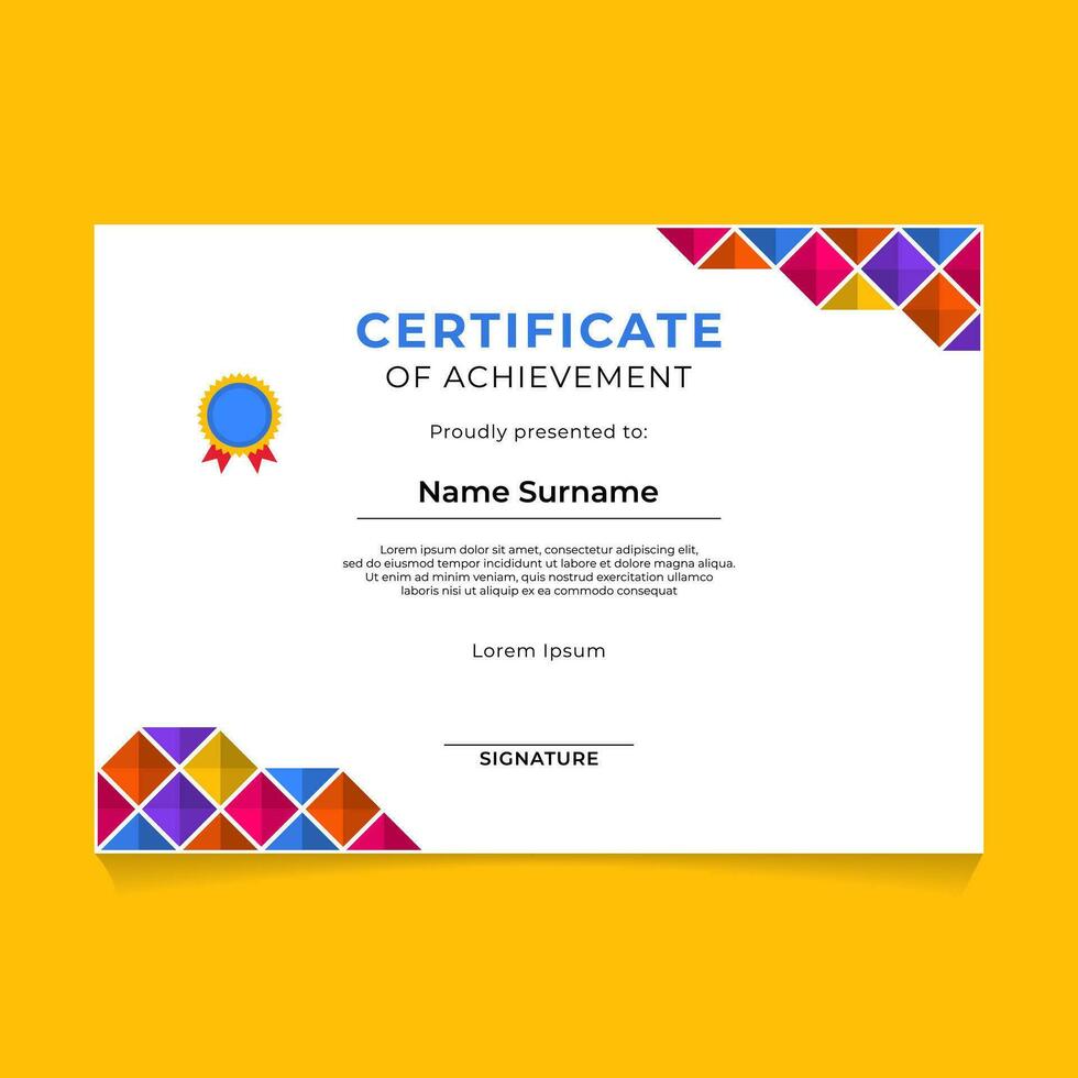 Abstract Geometric Certificate Template Design vector