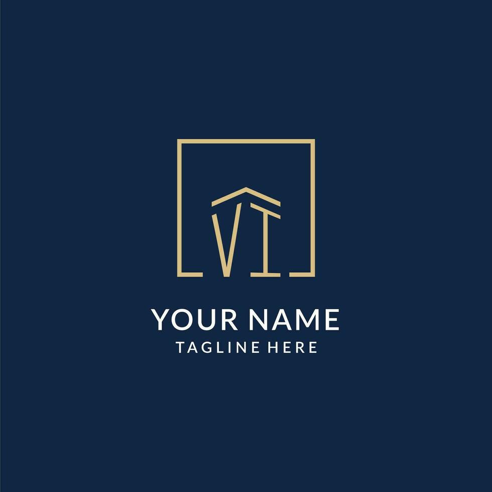 Initial VI square lines logo, modern and luxury real estate logo design vector