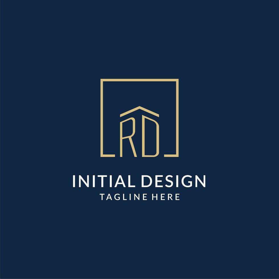 Initial RD square lines logo, modern and luxury real estate logo design vector