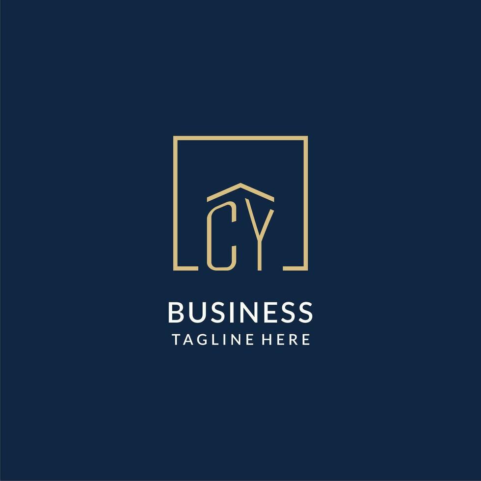 Initial CY square lines logo, modern and luxury real estate logo design vector
