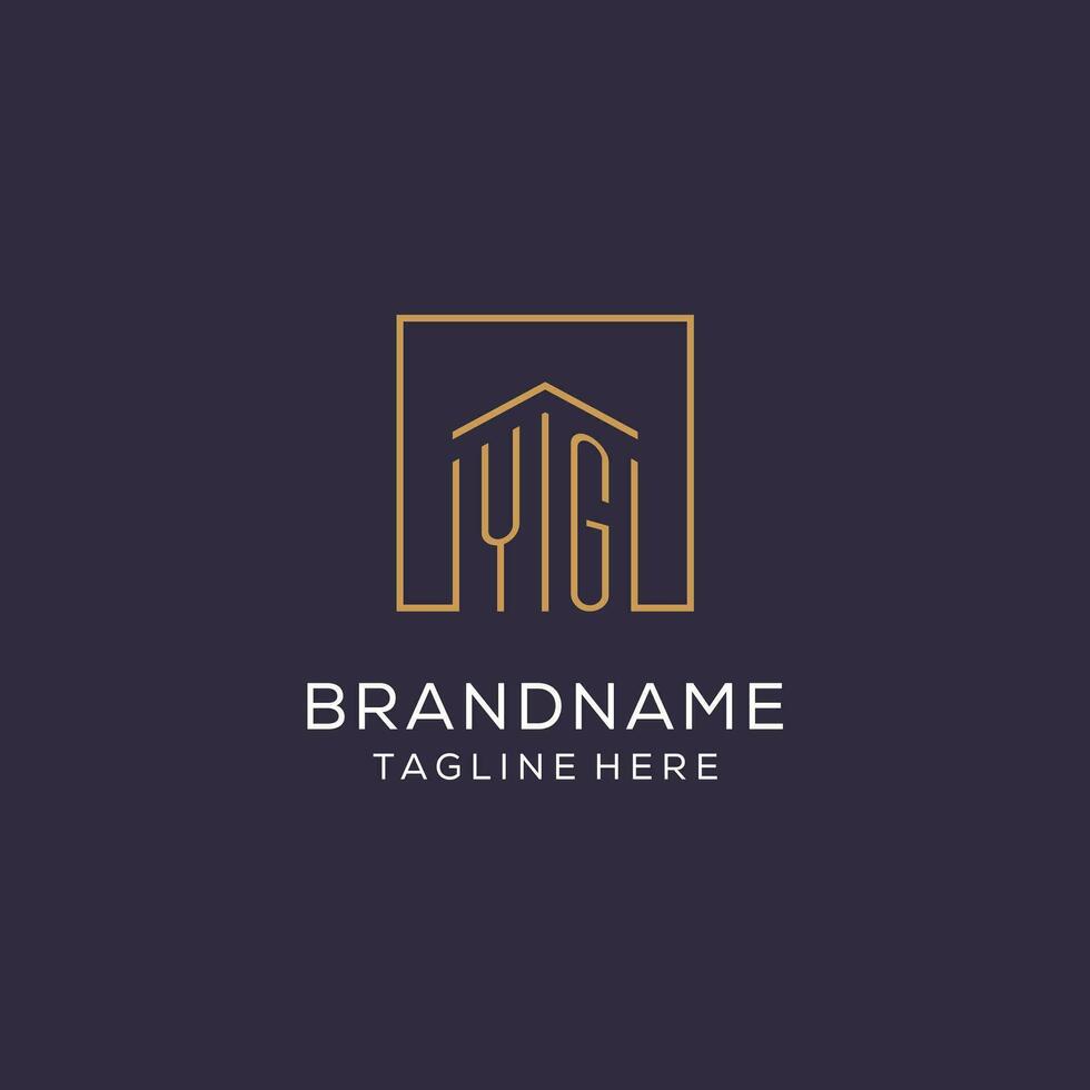 Initial YG logo with square lines, luxury and elegant real estate logo design vector