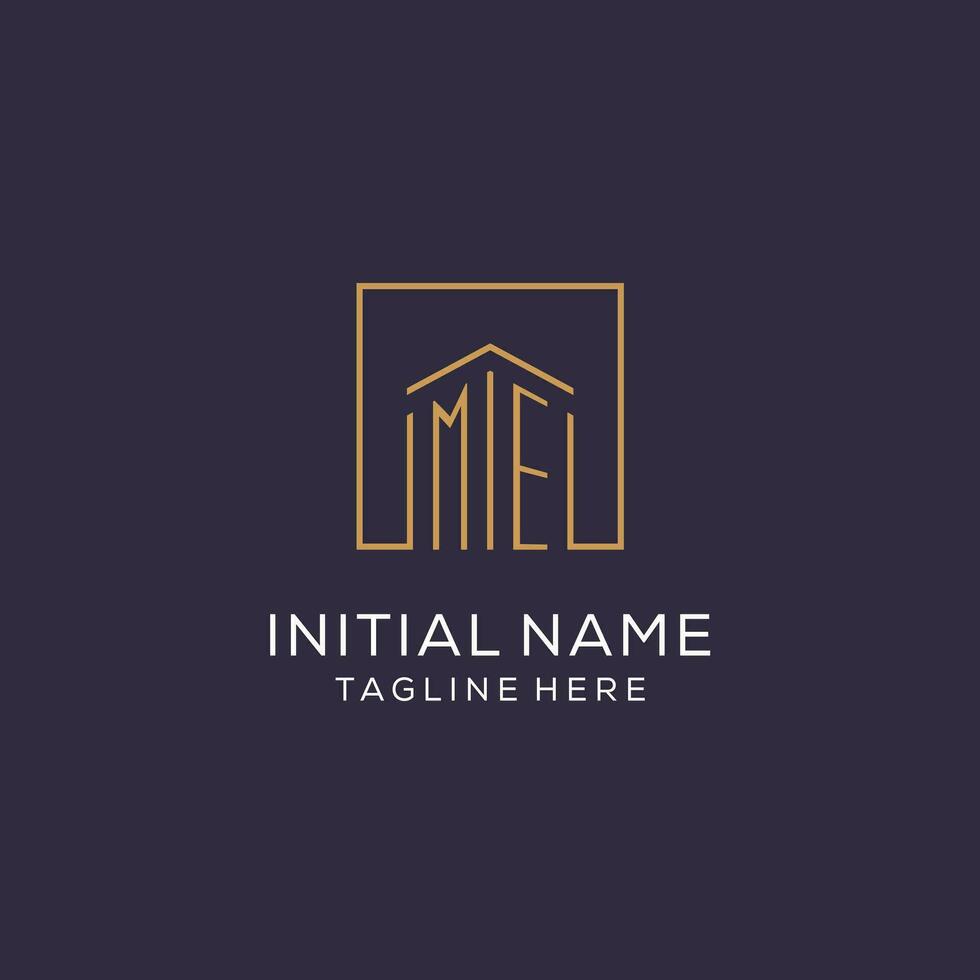 Initial ME logo with square lines, luxury and elegant real estate logo design vector