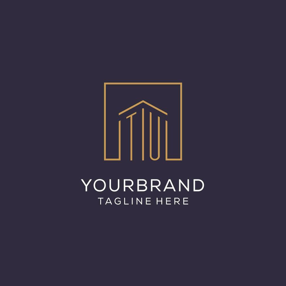 Initial TU logo with square lines, luxury and elegant real estate logo design vector