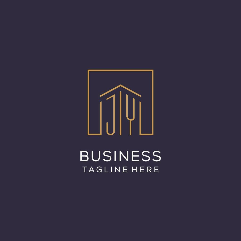 Initial JY logo with square lines, luxury and elegant real estate logo design vector