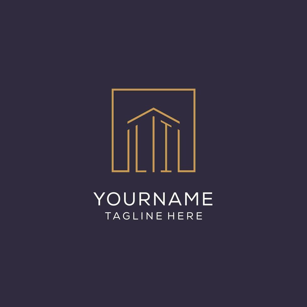 Initial LI logo with square lines, luxury and elegant real estate logo design vector