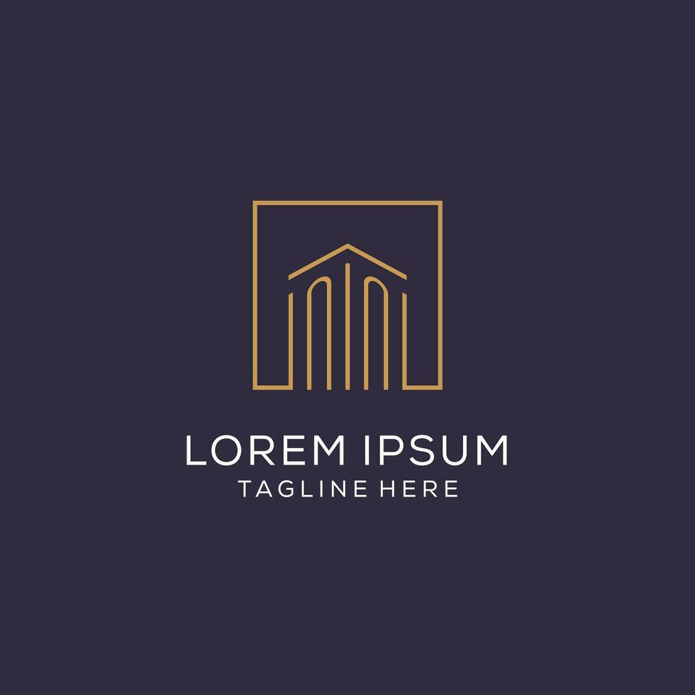 Initial NN logo with square lines, luxury and elegant real estate logo design vector