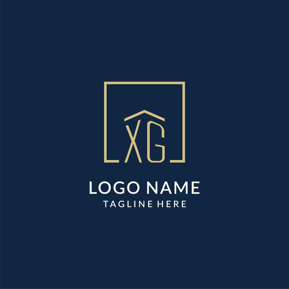 inicial xg cuadrado líneas logo, moderno y lujo real inmuebles logo diseño vector