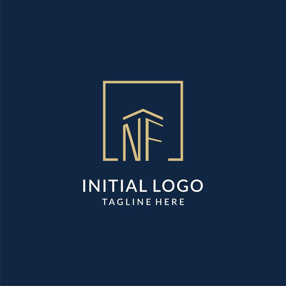 Initial NF square lines logo, modern and luxury real estate logo design vector