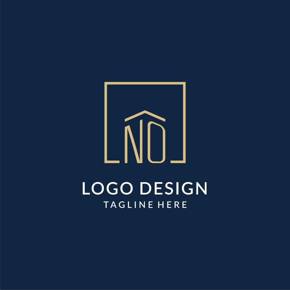 inicial No cuadrado líneas logo, moderno y lujo real inmuebles logo diseño vector