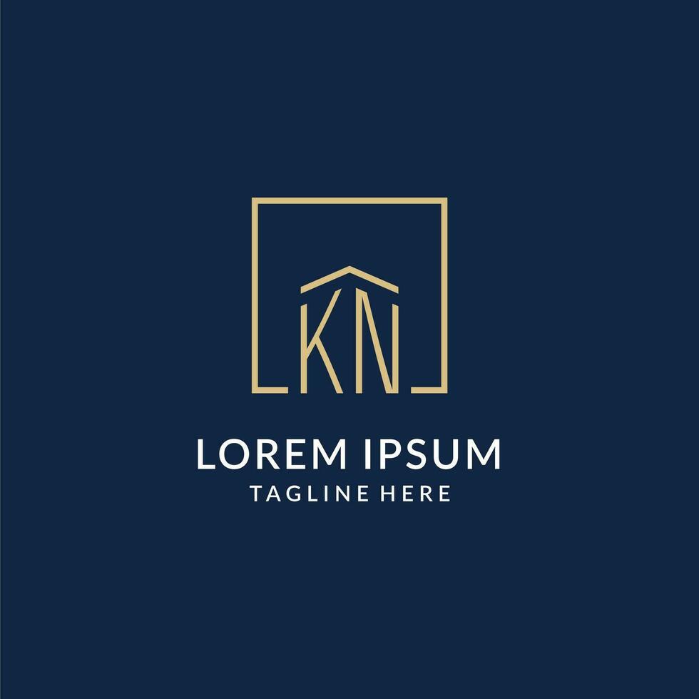 Initial KN square lines logo, modern and luxury real estate logo design vector