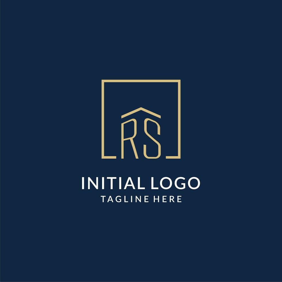 Initial RS square lines logo, modern and luxury real estate logo design vector