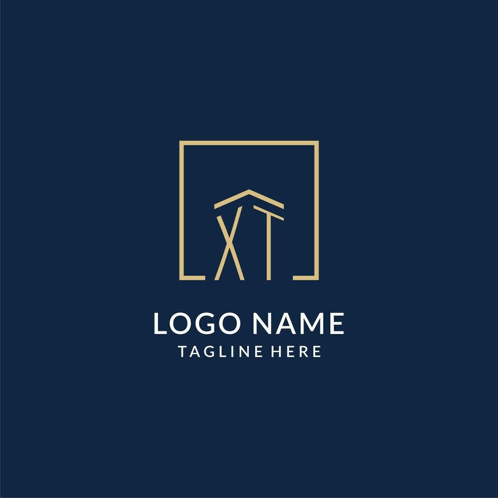 Initial XT square lines logo, modern and luxury real estate logo design vector