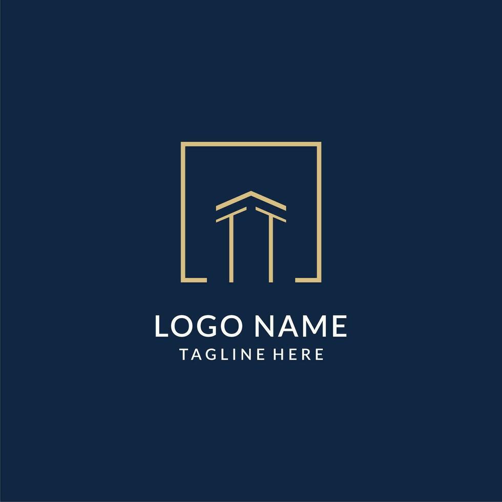 Initial TT square lines logo, modern and luxury real estate logo design vector