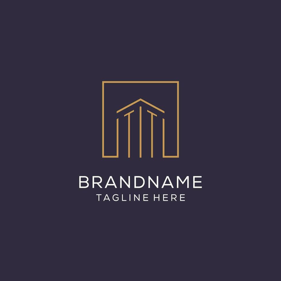 Initial TT logo with square lines, luxury and elegant real estate logo design vector