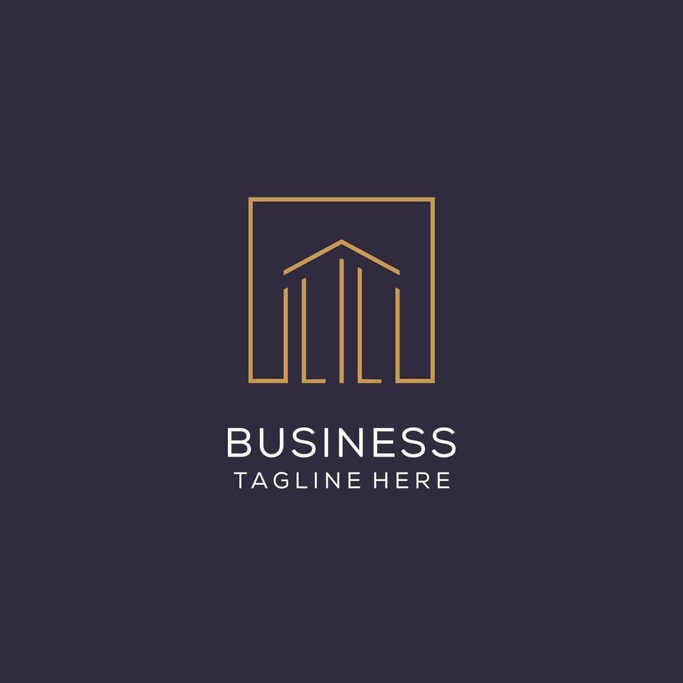 Initial LL logo with square lines, luxury and elegant real estate logo design vector