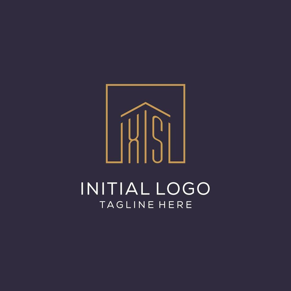 Initial XS logo with square lines, luxury and elegant real estate logo design vector